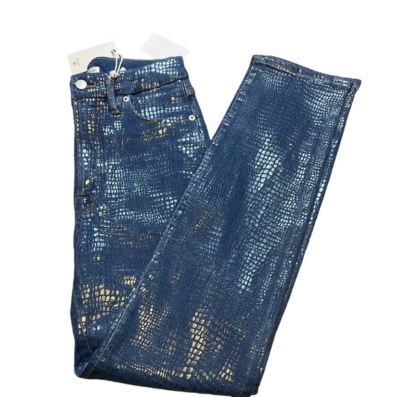 Good American Denim - Good American NWT Snake Print Coated Denim High Waisted Jeans